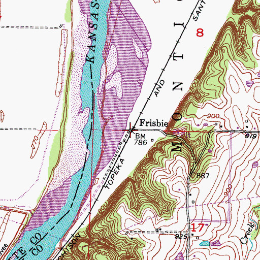 Topographic Map of Frisbie, KS