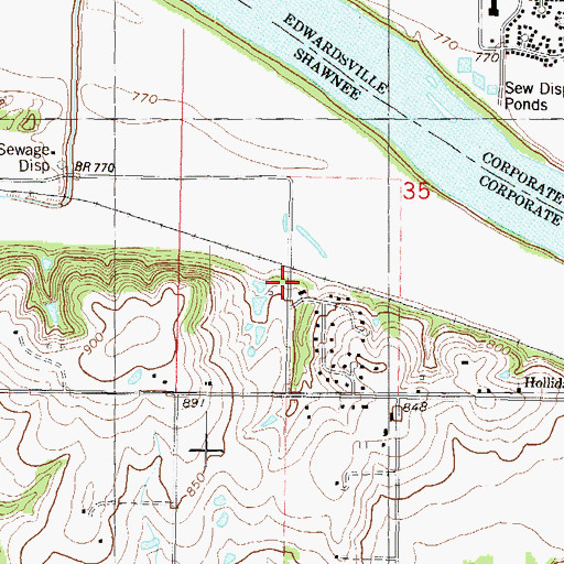 Topographic Map of Chouteau, KS