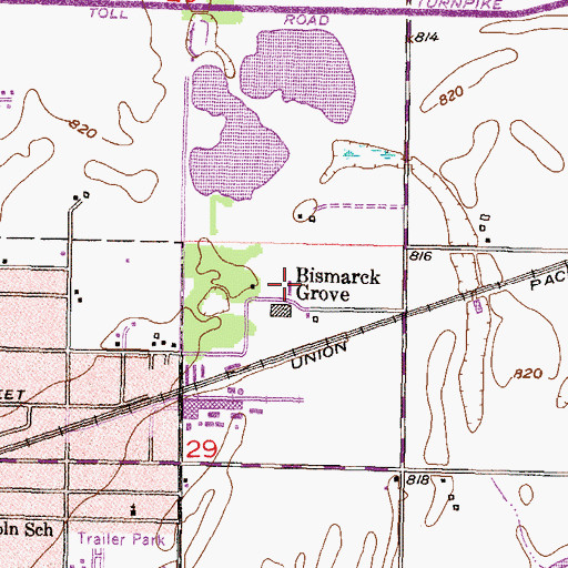 Topographic Map of Bismark Grove, KS