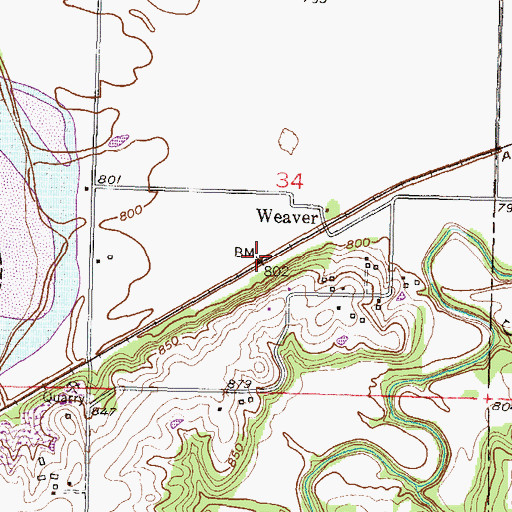 Topographic Map of Weaver, KS