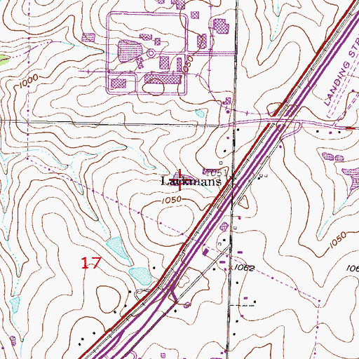 Topographic Map of Lackmans, KS