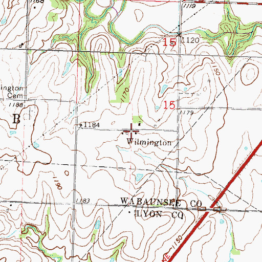 Topographic Map of Wilmington, KS