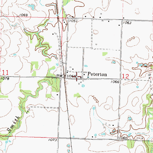 Topographic Map of Peterton, KS