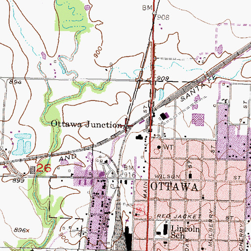 Topographic Map of Ottawa Junction, KS