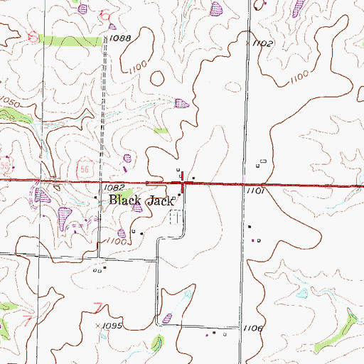 Topographic Map of Black Jack, KS