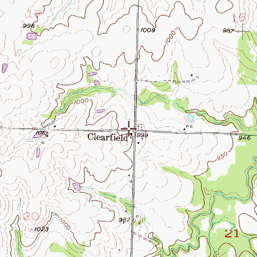Topographic Map of Clearfield, KS
