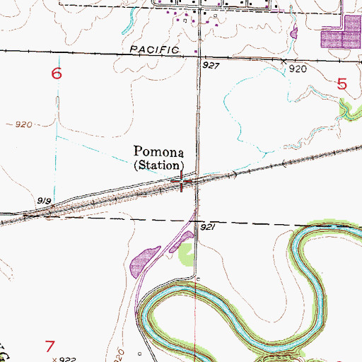 Topographic Map of Pomona, KS