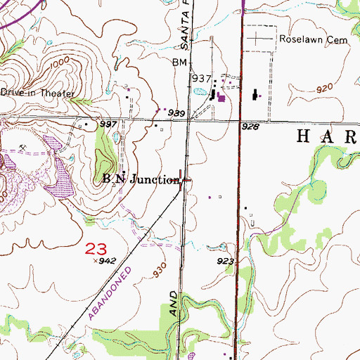 Topographic Map of B N Junction, KS
