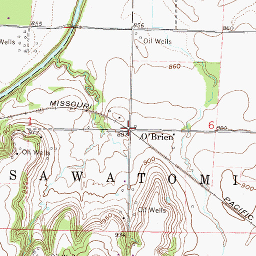 Topographic Map of O'Brien, KS
