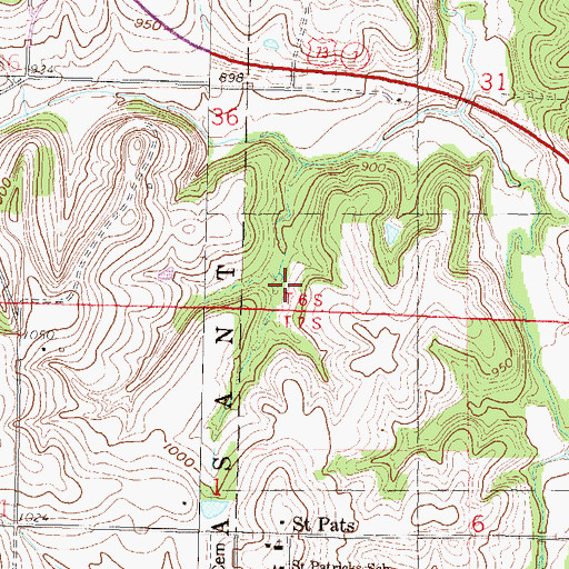 Topographic Map of Saint Pats, KS