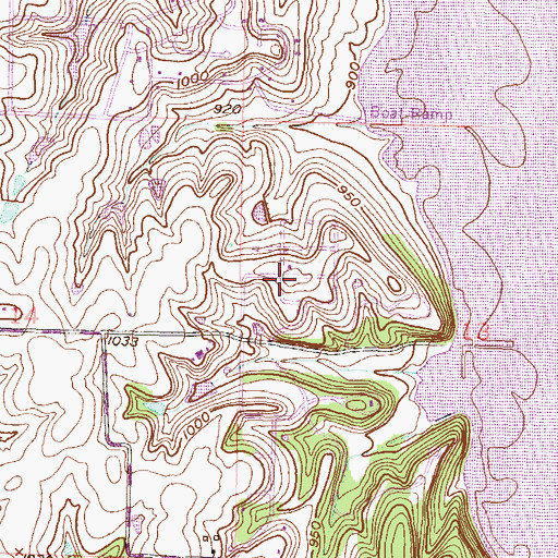Topographic Map of Hilldale, KS