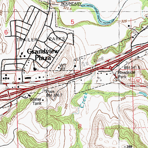 Topographic Map of Grandview Plaza, KS