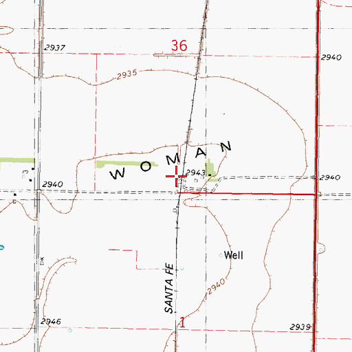 Topographic Map of Hutchins, KS