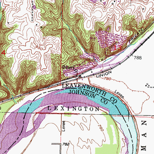 Topographic Map of Coldspur, KS