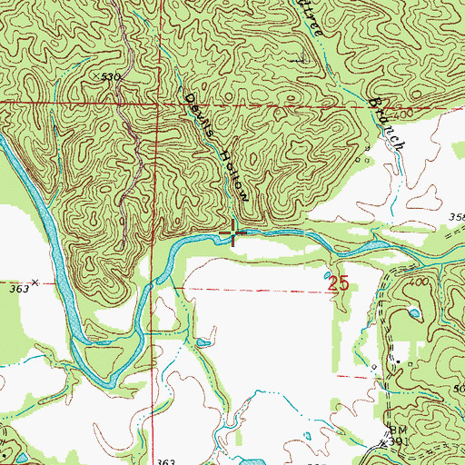 Topographic Map of Devils Hollow, AR