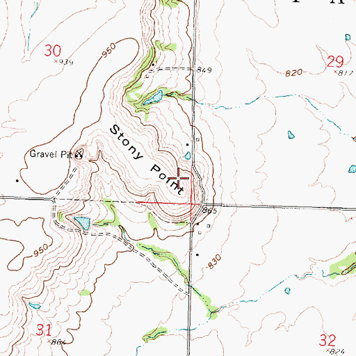 Topographic Map of Stony Point, KS