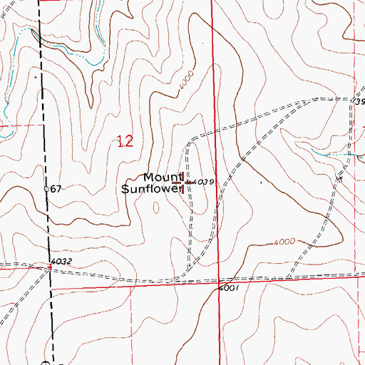 Topographic Map of Mount Sunflower, KS