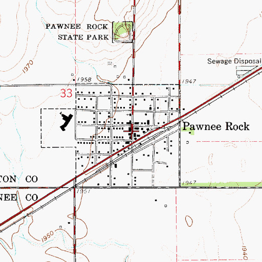 Topographic Map of Pawnee Rock, KS