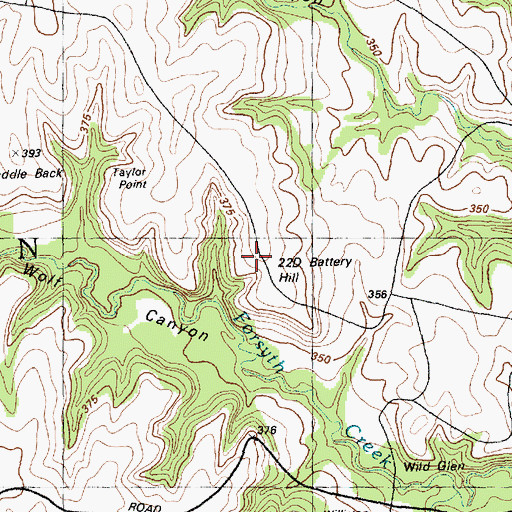 Topographic Map of Battery Hill, KS