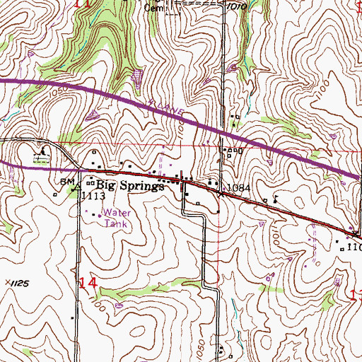 Topographic Map of Big Springs, KS