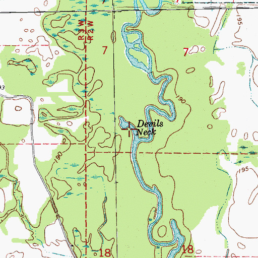 Topographic Map of Devils Neck, AR