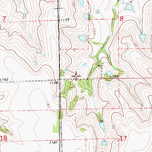 Topographic Map of Cave Springs, KS