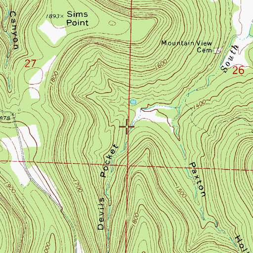 Topographic Map of Devils Pocket, AR