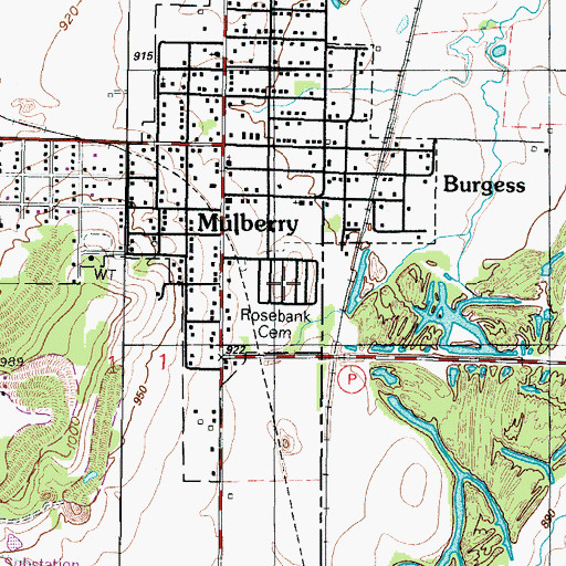 Topographic Map of Rosebank Cemetery, KS