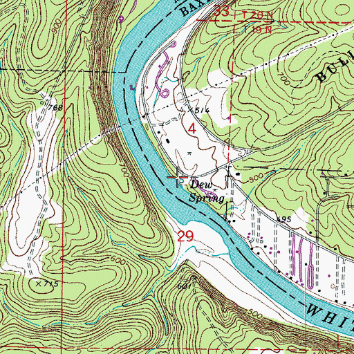 Topographic Map of Dew Spring, AR