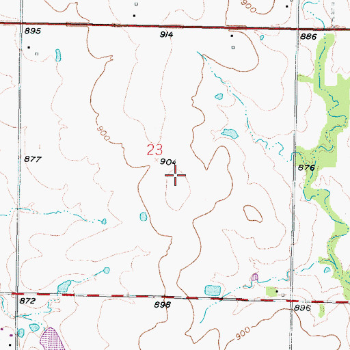 Topographic Map of Bourbon County, KS