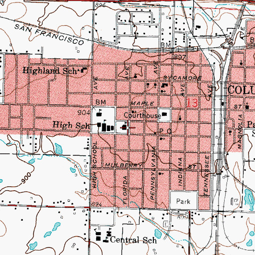 Topographic Map of Cherokee County, KS