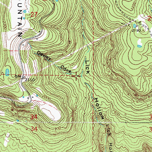 Topographic Map of Dewey Cove, AR