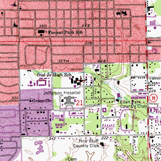 Topographic Map of Dial Junior High School, AR
