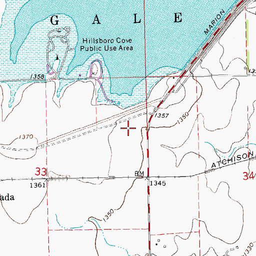 Topographic Map of Marion County, KS