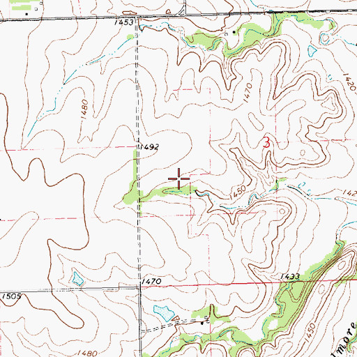 Topographic Map of Morris County, KS