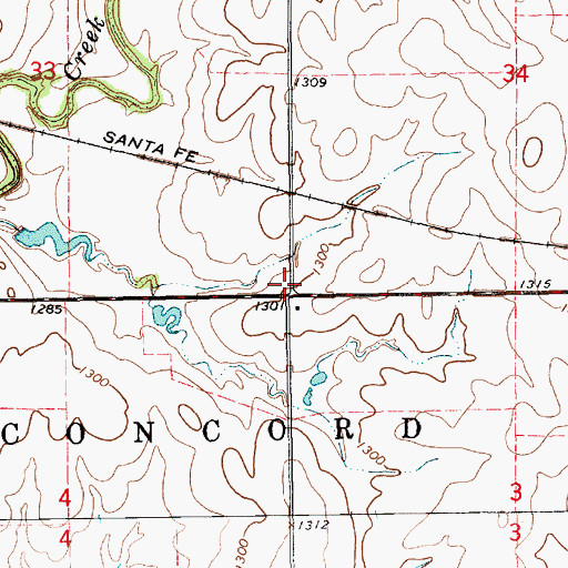 Topographic Map of Ottawa County, KS