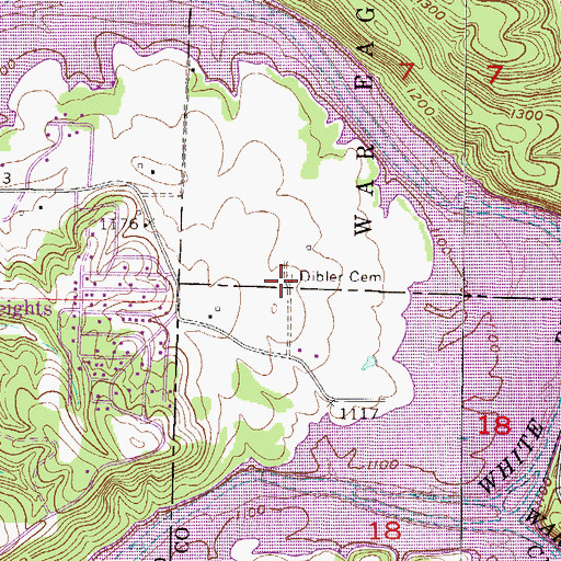 Topographic Map of Dibler Cemetery, AR