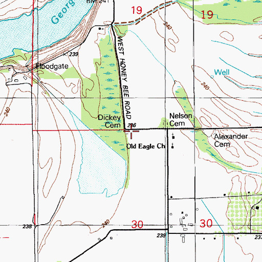 Topographic Map of Dickey Cemetery, AR