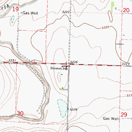 Topographic Map of Dermot Elementary School (historical), KS