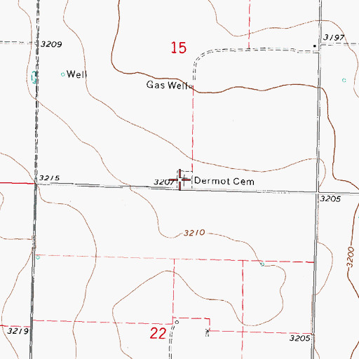 Topographic Map of Dermot Cemetery, KS