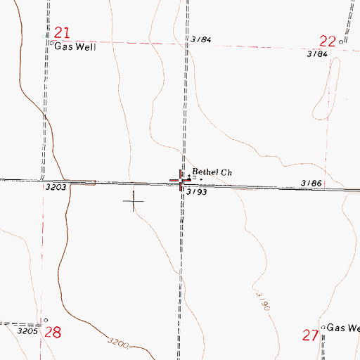 Topographic Map of Bethel Church of the Nazarene, KS