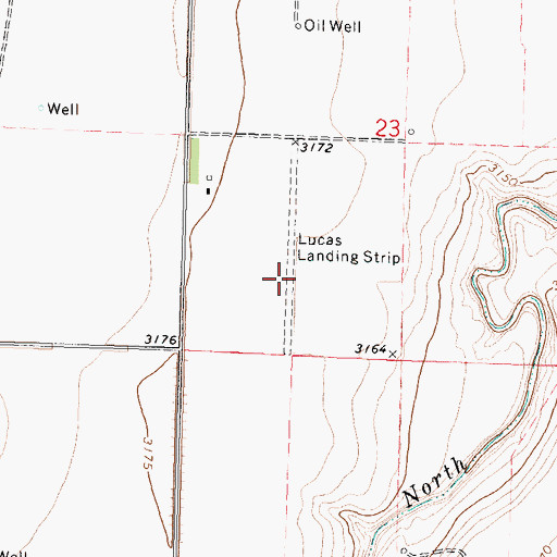 Topographic Map of Lucas Airport, KS