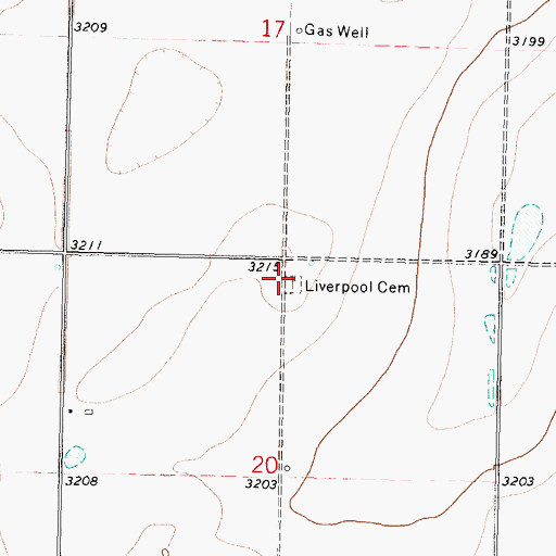 Topographic Map of Liverpool Cemetery, KS