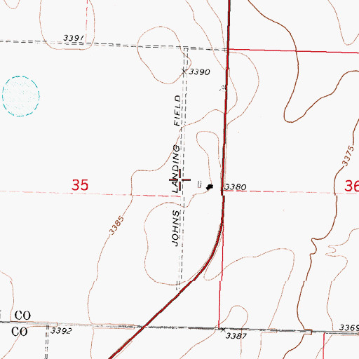 Topographic Map of Johns Airport, KS