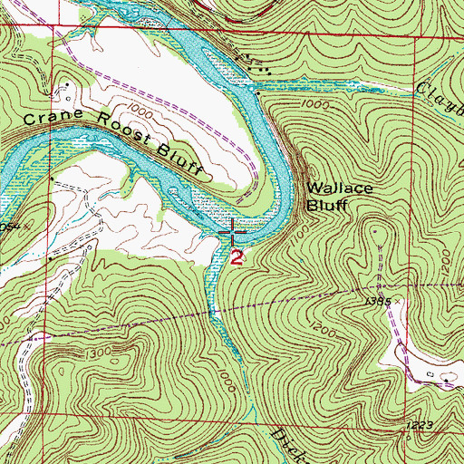 Topographic Map of Dicks Creek, AR