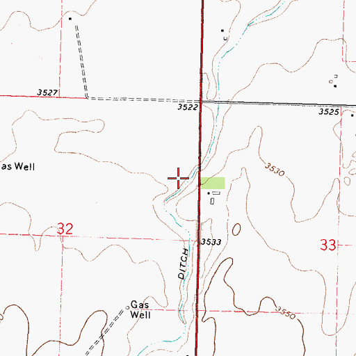 Topographic Map of Happy Ditch, KS