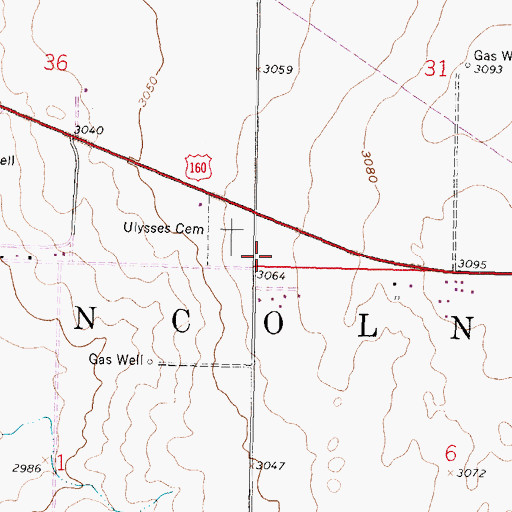 Topographic Map of Grant County, KS