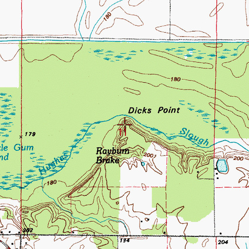 Topographic Map of Dicks Point, AR