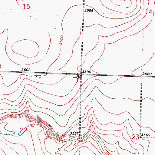 Topographic Map of Pleasant Plains School, KS