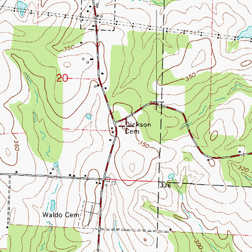 Topographic Map of Dickson Cemetery, AR